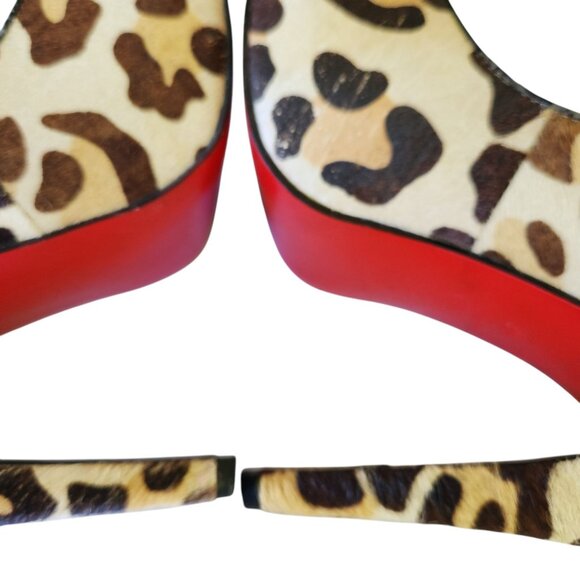 Christian Louboutin Cheetah Print Pony Hair-On Platform Heels Size 8 US / 38 EU - Picture 10 of 16